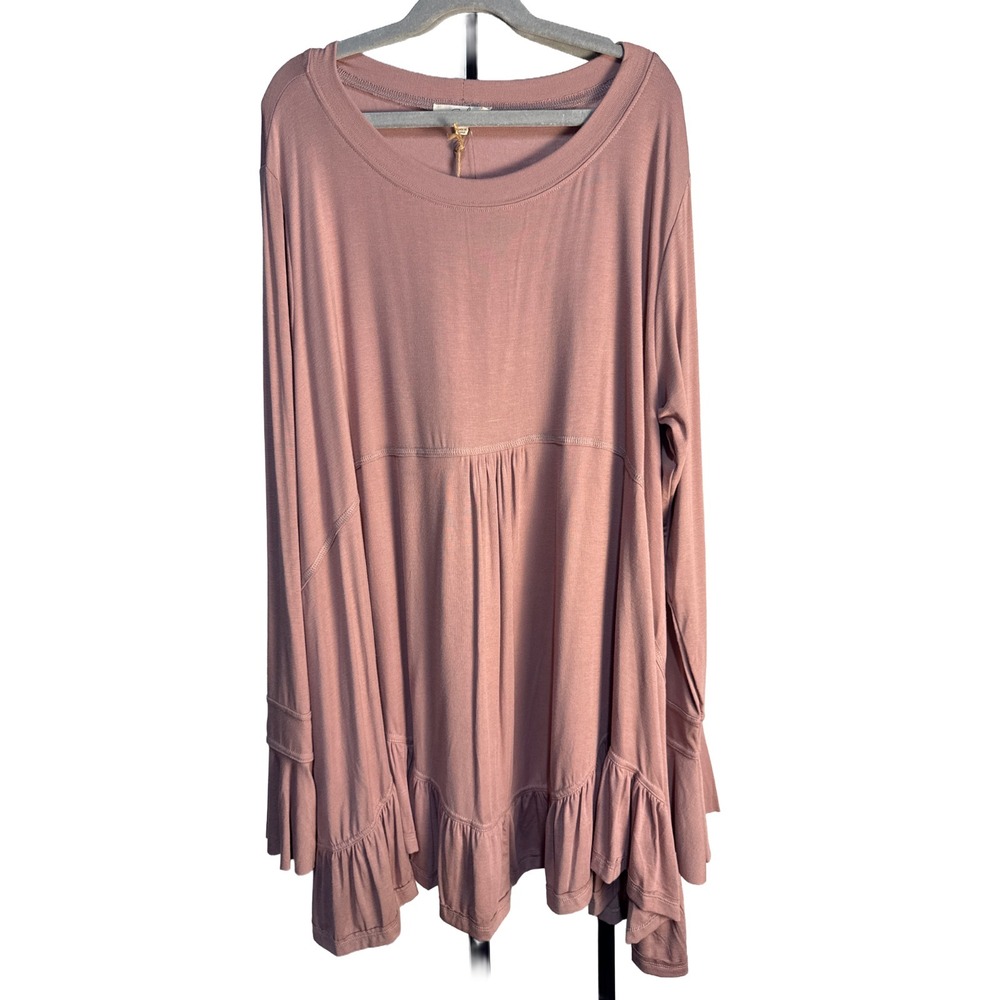 Easel Dusty Pink Boho Tunic Dress Flare Sleeve Oversized NWT Med Fits Large Glam